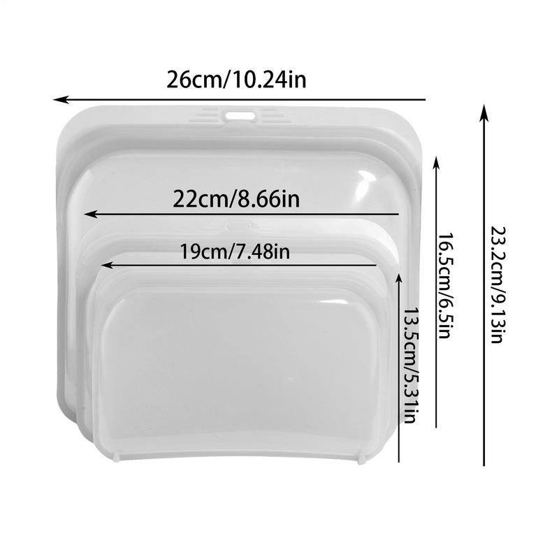 Silicone Storage Bags for Food Reusable Freezer Bags Set of 3 Leak-proof Organizer Refrigerator Keeper for Fruit Vegetable