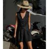 Suit European and American Design Cotton and Linen Suit Vest Set Women clothes Summer Leisure Sleeveless Vest Shorts Two-piece Set