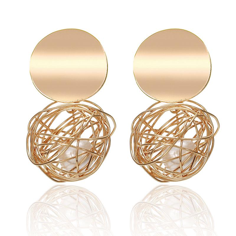 Fashion Statement Earrings Metal Round Geometric Earrings For Women Hanging Dangle Modern Jewelry Punk