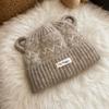Winter outdoor velvet thermal ear protection hat female cute bear ear knitted hat fashion Lei Feng hat wool hat
