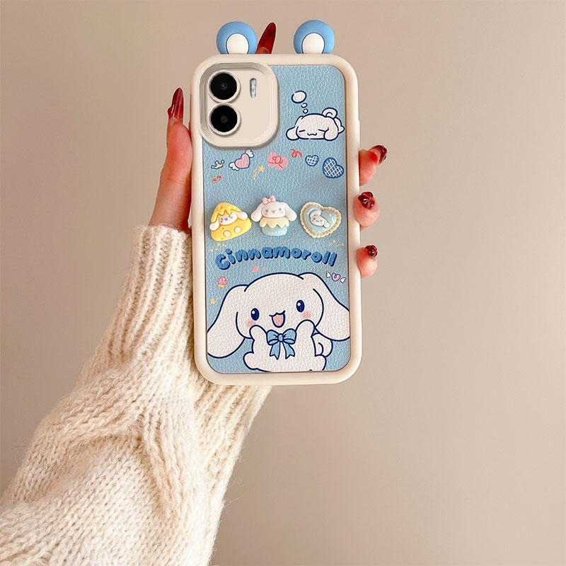 KEYSION Cute Ear 3D Cartoon Case for Redmi 13C 4G 5G with Bracelet Soft Silicone Shockproof Phone Cover for Xiaomi POCO C65