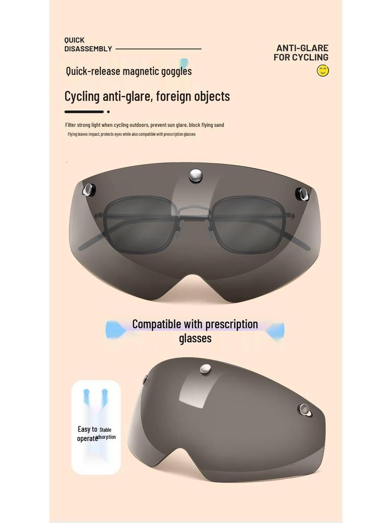Magnetic Goggles Helmet Set: Anti-Glare Breathable Helmet, Taillight, for Mountain, Road, and Folding Bikes.