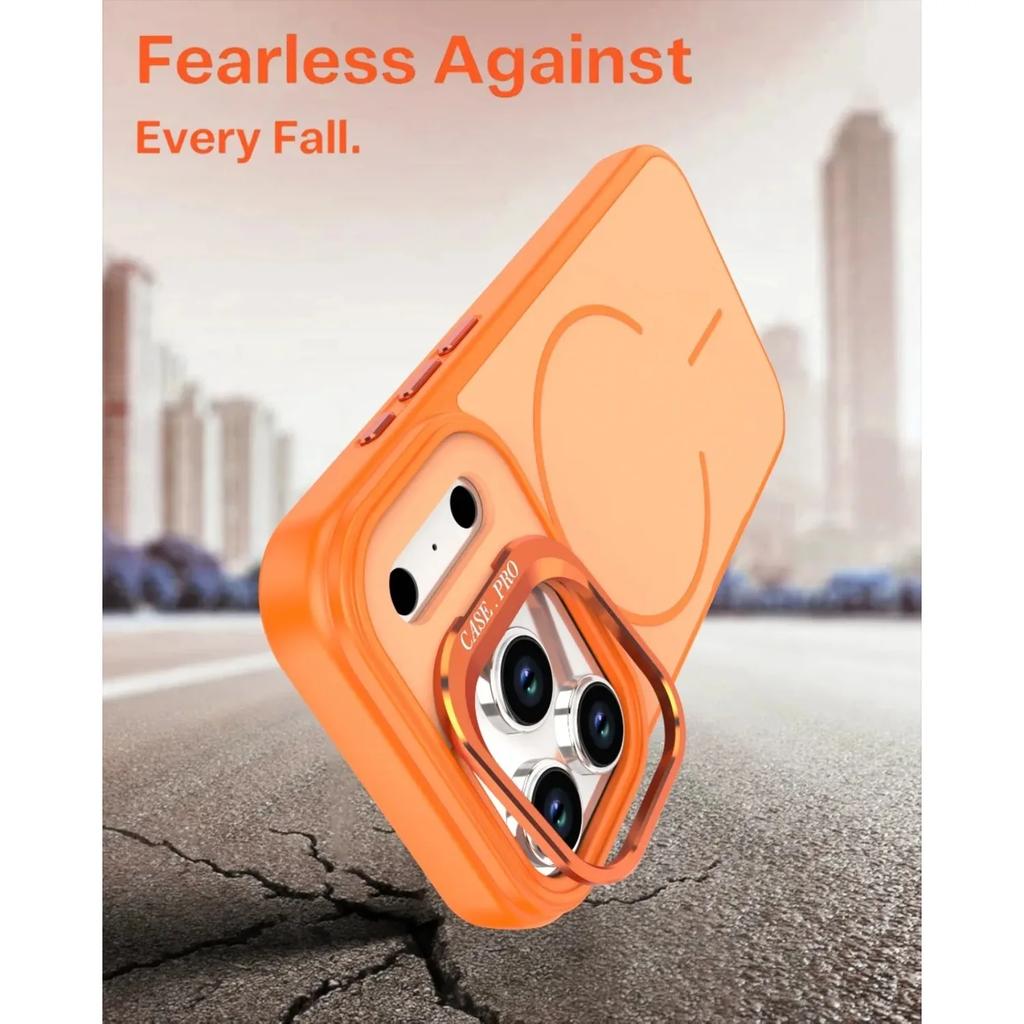 Liquid silicone Strong Magnetic Matte Metal Lens Stand Case For iPhone 17 Air 16 15 14 Plus 13 12 17 Pro Max For Magsafe Cover