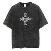 Moda Hombre Ropa de Calle Lavada Negra Camiseta Estampado Gráfico Anime Japonés Harajuku Verano Algodón Tops Camisetas Oversize