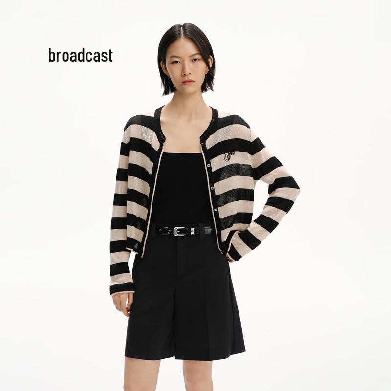 

Broadcast Women s Striped Long-Sleeve Knit Cardigan S