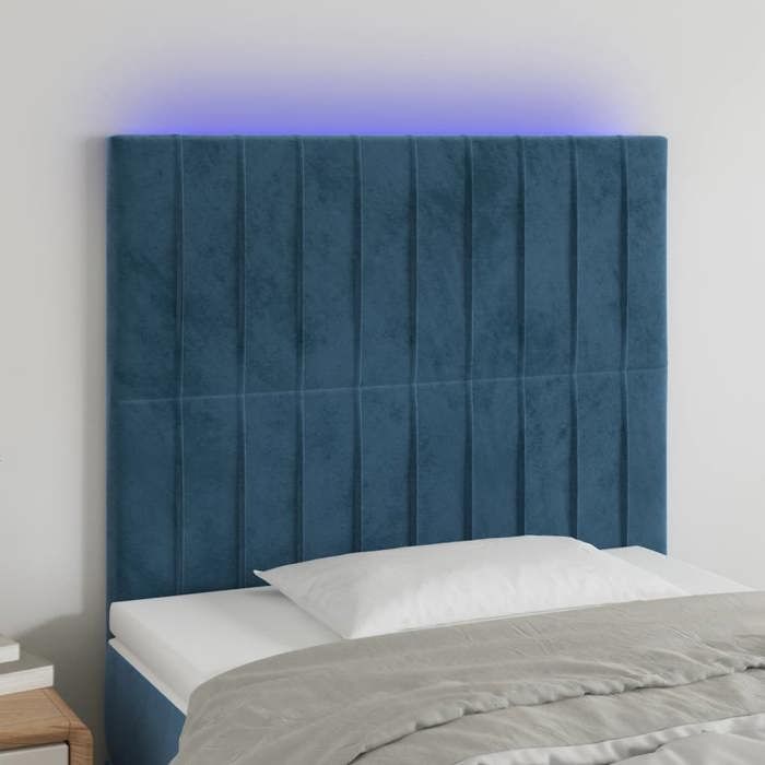 VidaXL Tête de Lit à LED Meuble de Chambre à Coucher Accessoire de Lit Simple Tête de Cadre de Lit Intérieur Bleu Foncé 3122702