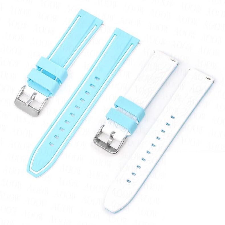 Swatch X OMEGA Compatible Rubber Strap with Double Lines (Light Blue/White Lines)