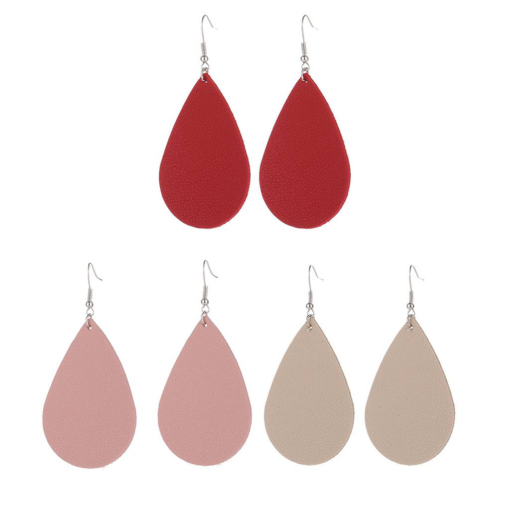 1 Pair Simple Water Drop Pendant Earrings Girl PU Leather Night Party Ear Studs Fashion Jewelry