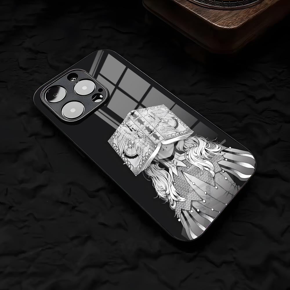 

D-DungeonM- Meshi Чехол для телефона Для IPhone 17 Air 16 E Pro Max 15 14 13 Mini 12 Pro 11 Max Plus Черная стеклянная крышка iPhone 13 Mini