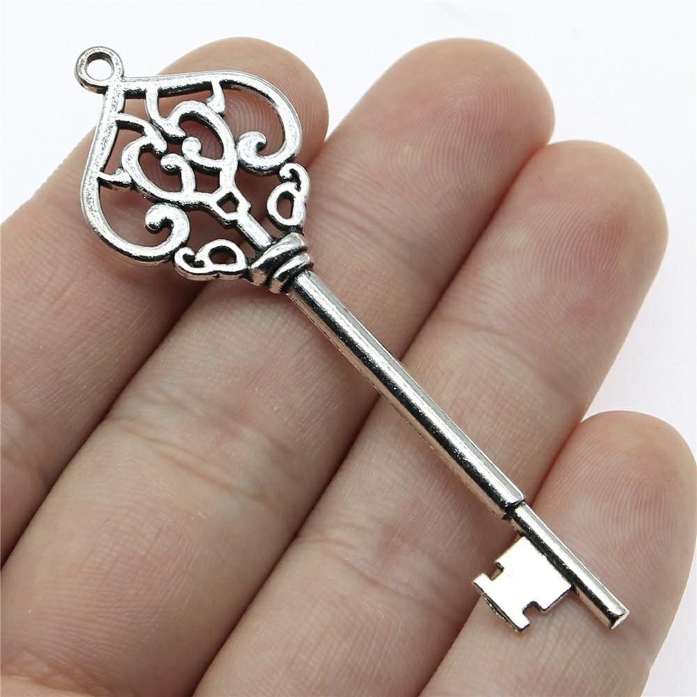 5pcs Charms Key Antique Silver Color Vintage Key Charms For Jewelry Making Charms Pendant Key Jewelry Findings DIY