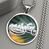 Muslimisch Islamisch Arabisch Allah Koran Edelstahl Anhänger Halskette Kette für Männer Frauen Gold Farbe Glas Medaille Schmuck Geschenk