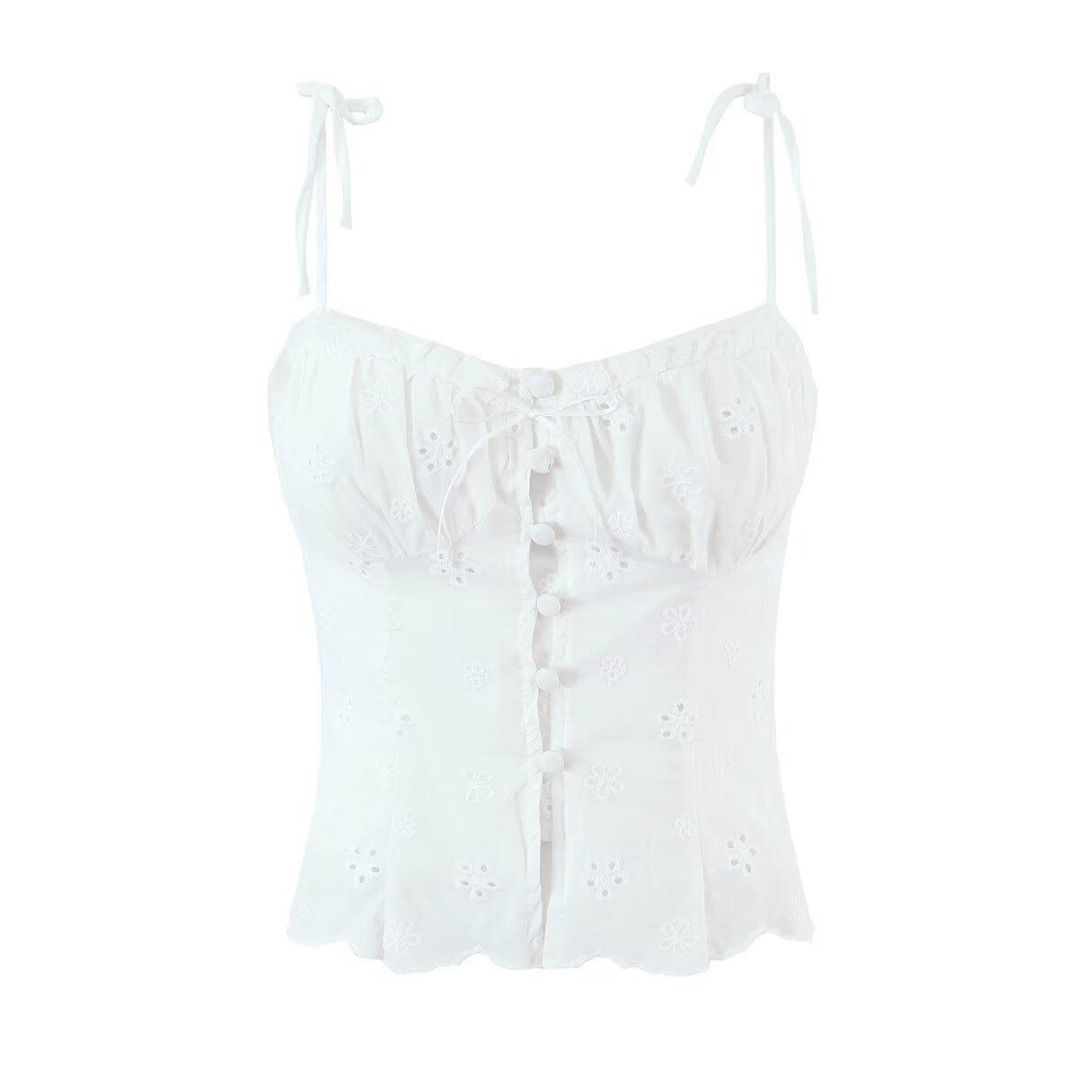 2026 European Spring Slim White Women s Camisole Top Small