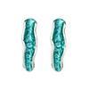 Popular hand-painted enamel stud earrings irregular geometric long strip wave commuting versatile light luxury earrings