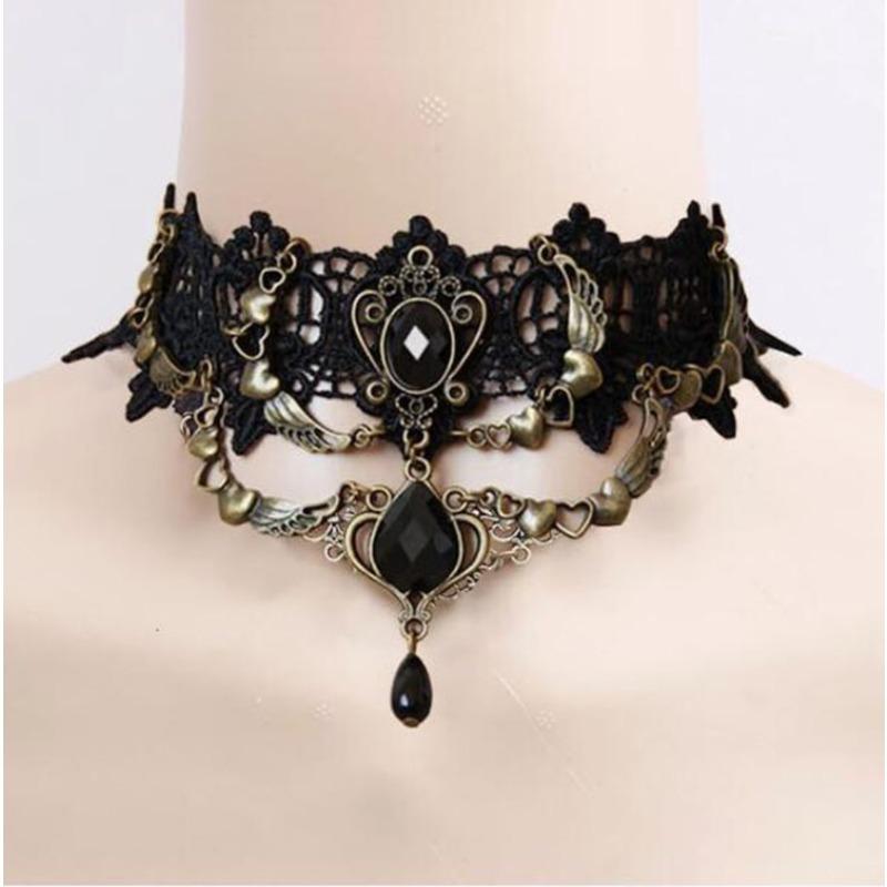 European and American Gothic style, lace necklace, collarbone chain, female choker, minimalist necklace, black punk accessory, collar, neckband