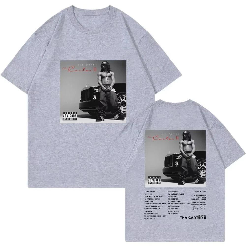 Summer Casual Cotton T-shirt Rapper Lil Wayne Tha Carter II Album Poster Graphic T Shirt Unisex Fashion Hip Hop Vintage T-shirts