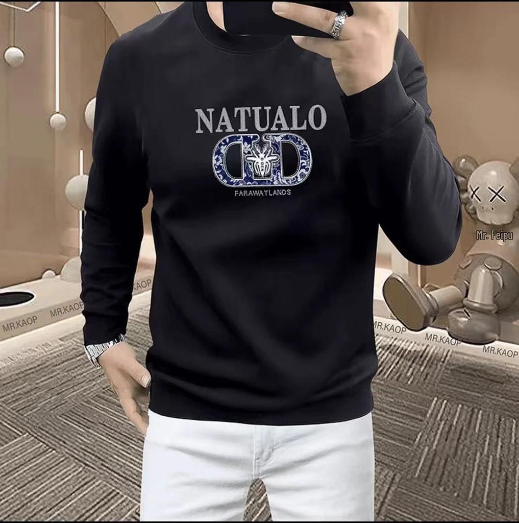 Men's 3D Letter Long-Sleeve Round Neck T-Shirt - Trendy European Autumn Fashion