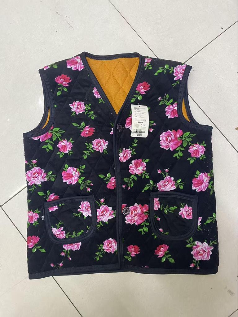 Warm Fleece-Lined Cotton Vest for Middle-Aged and Elderly Women