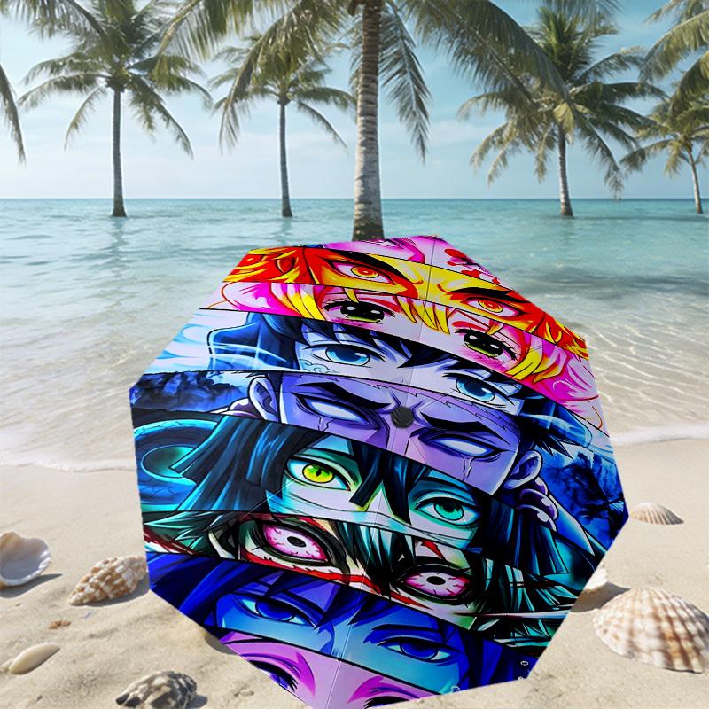 Parapluie Imprimé Demon Slayer Ouverture/Fermeture Automatique - Design Pliable Portable - Usage Quotidien pour Voyage/Extérieur - Cadeau d'Anniversaire