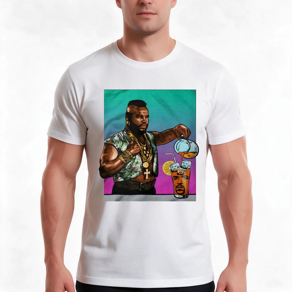 Mr T Drinking Iced Tea Ice Cube Ice Cube In Iced Tea Inspired Tshirt Summer Casual Cotton Tee Vintage Graphic Print