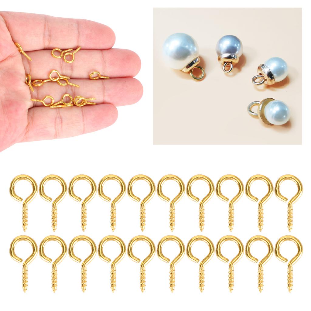 200Pcs Pearl Screw Eye Peg Pin Pendant Connector Screw Spike DIY Making Jewelry Accessorygolden