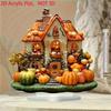 CYCLI-Autumn Halloween House 2D 8In Acrylic Decorative Piece Featuring Thanksgiving Pumpkins Party Gift Fine Home 2Pc