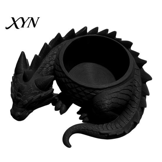 Metal Flower Pot 3D Printed Lying Dragon Flowerpot for Small Green Plants, Decorative Succulents Outdoor Indoor Plant Ornament, Dark Style Figurine