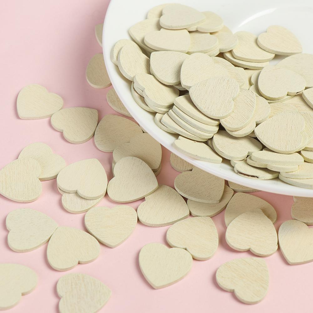 Wedding Ornaments Wall Sticker Party Decor Confetti Slices Wooden Chips Wood Crafts Hearts Shaped