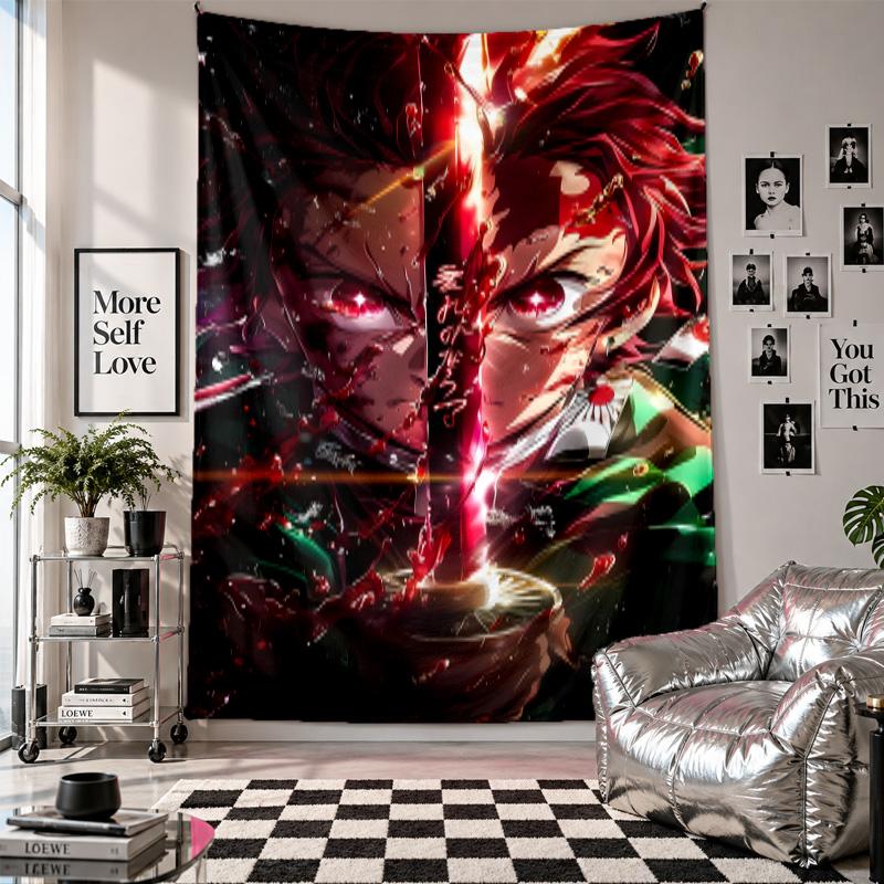 Wall TapestryDemon Slayer Art Hanging Cloth Decorative Background Cover for Room Decoration