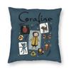 Coraline Noise Pillowcase Double-Sided Printing Fabric Cushion Cover Decor Button Throw Pillow Case Cover Bedroom