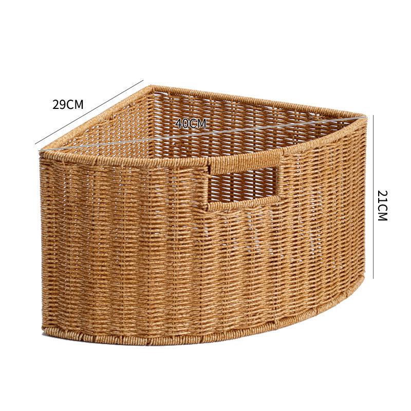 Faux Rattan Triangular Corner Storage Basket for Toys & Sundries