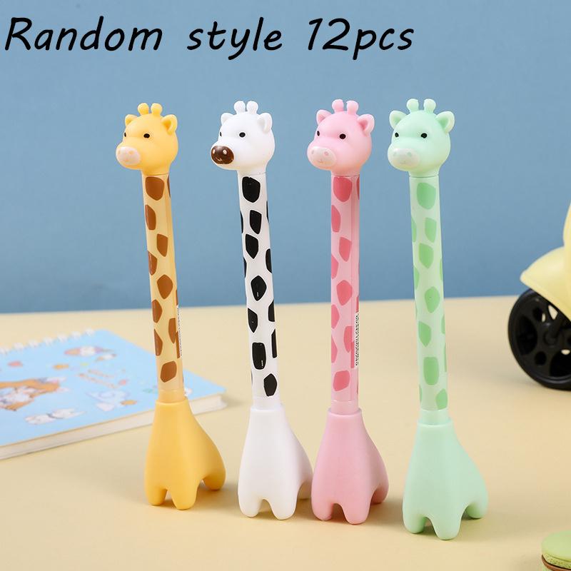 12Pcs 0.5mm Standing Giraffe Pen Pretty Aesthetic Funny Giraffe Gel Pen 0.38mm Creative Cute Writing Pen School Office Supply