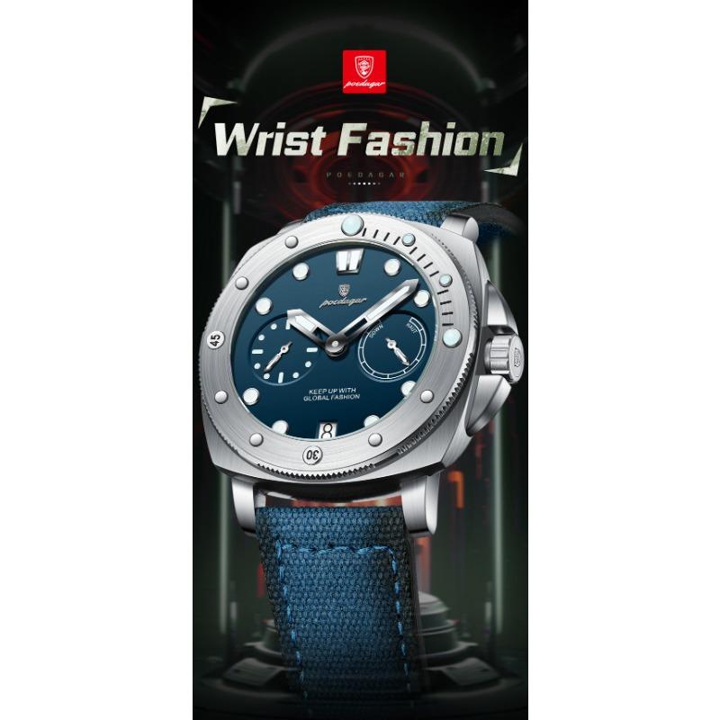 POEDAGAR High Quality Watches for Man Waterproof Luminous Date Exquisite Men Clock Nylon Leather Quartz Fashion Wristwatch