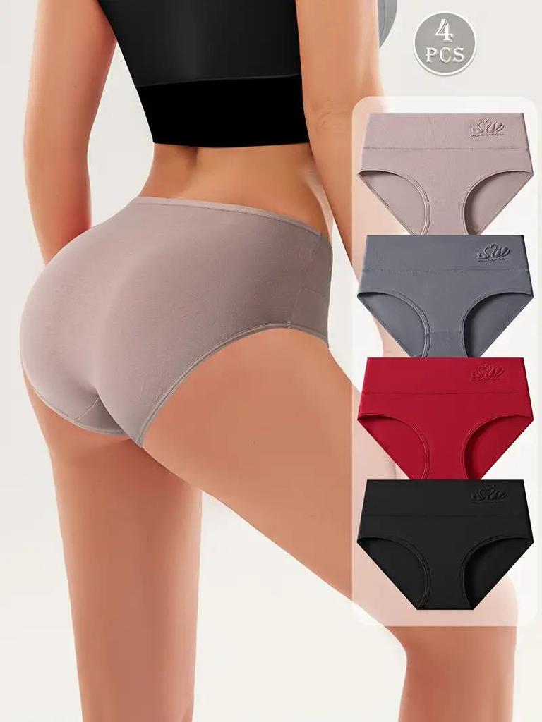 4Pcs Women's Cotton Panties High Waist Body Shaper Underwear Breathable Underpants Soft Panty Slimming Female Briefs S-XXL