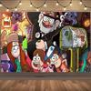 G&Gravity F-Falls Theme Birthday Party Decoration Cartoon Backdrop Banner Cake Topper Number Balloon Baby Shower Party Supplies