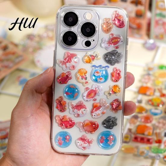 Personalized Sticker Collection Japanese Theme Puffy Stickers 3D Sushi Dessert Mountain Kawaii Goldfish Colorful Mini Decals for Scrapbooking