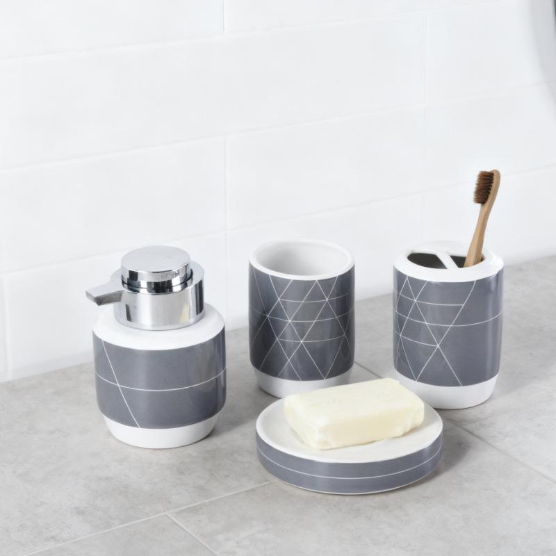 Bathroom set ceramic mouthwash cup toothbrush holder creative daily decoration bathroom hotel set daily bath products dispenser