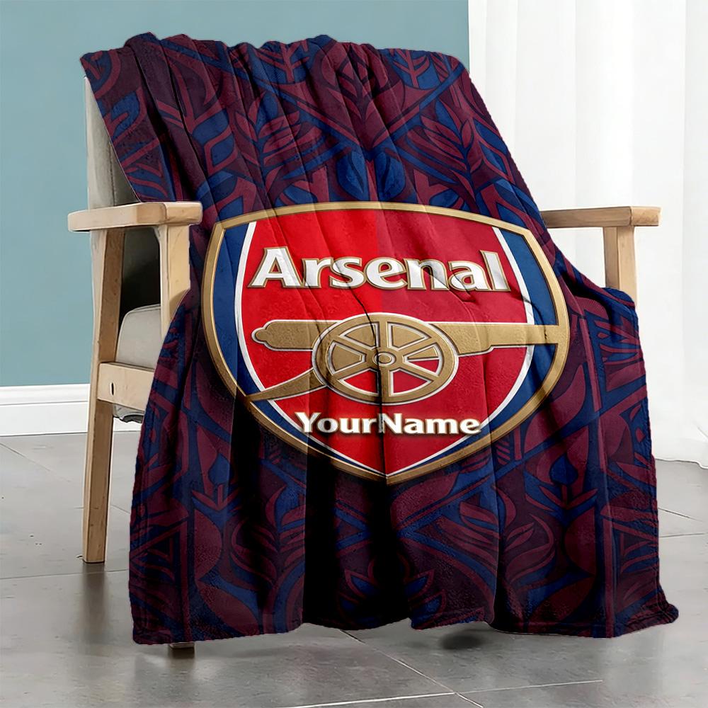 Arsenal Customize Text Blanket Throw Personalized Blanket Comfortable Suitable for Bed Seaside Picnics Office Chair Four Seasons Multipurpose