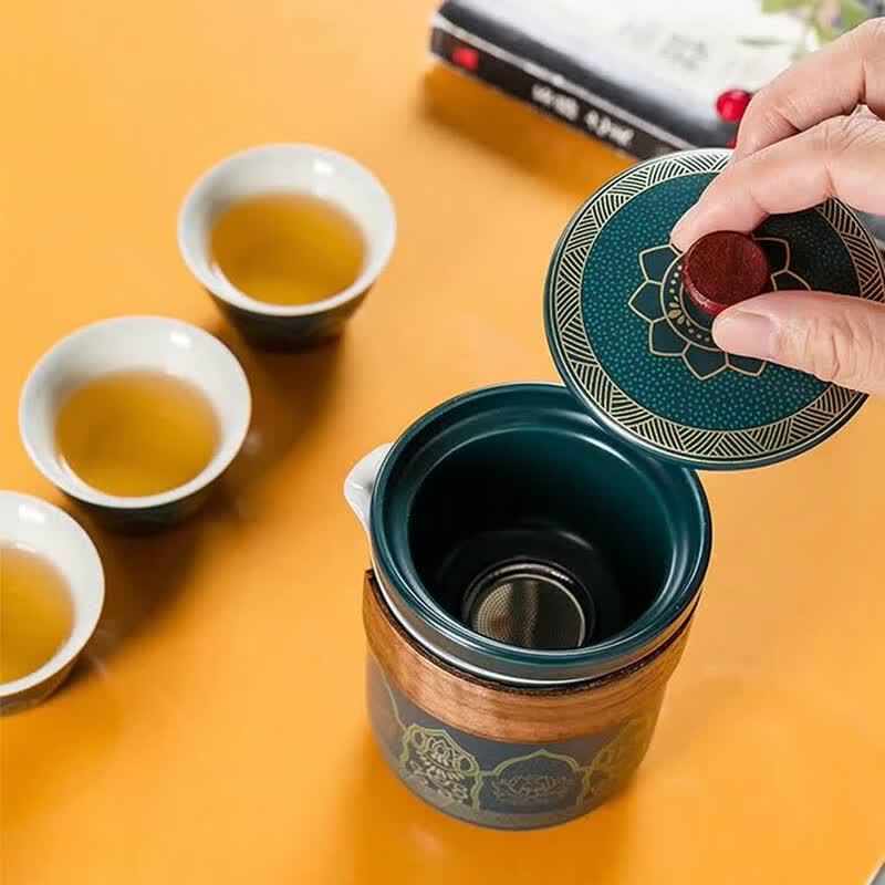 Pinyou Ancient Charm Portable Ceramic Tea Set