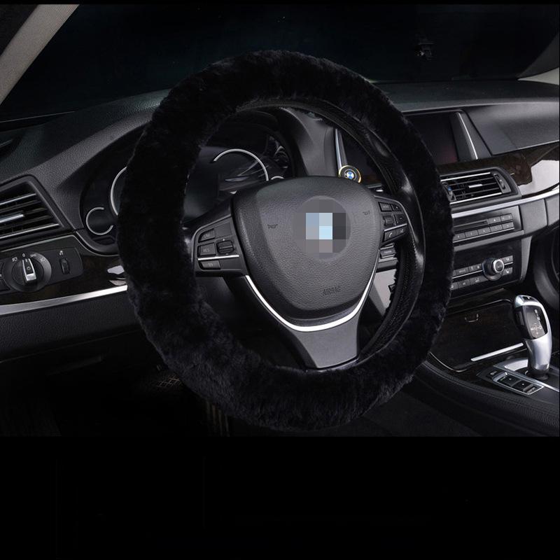 1PC Winter Car Steering Wheel Cover Short Plush Soft Warm Car Handle Cover Imitation Rabbit Hair Anti-wear Handle Cover