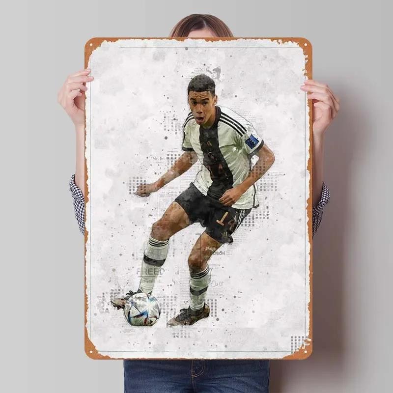 Jamal Musiala Metallschild, Sportposter, Vintage-Blechschild, Wanddekoration, Gamerzimmer-Dekoration, Retro-Stil für Zuhause 7.9x11.8In(20x30cm)