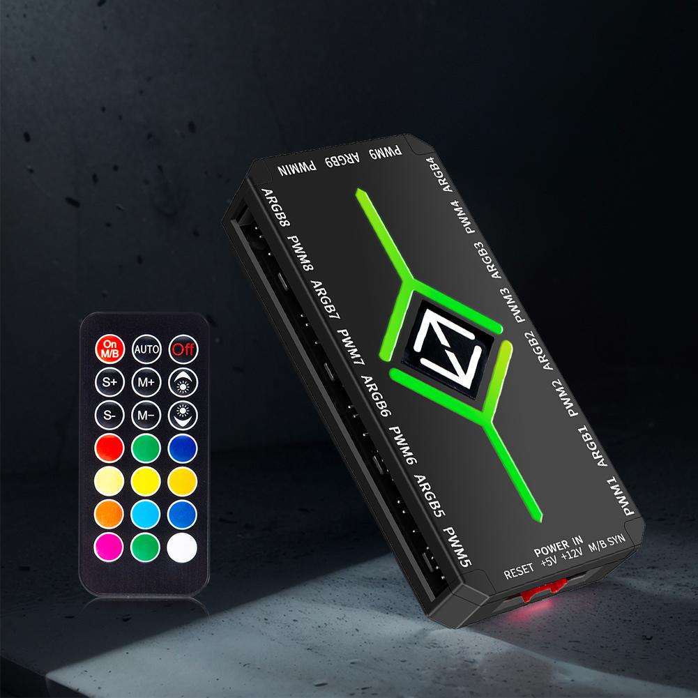 1 până la 9 3 în 1 Controller ARGB 5V 3 pini Hub ventilator de răcire Alimentare SATA 4 pini PWM Hub cu aspirație magnetică pentru ventilator carcasă PC