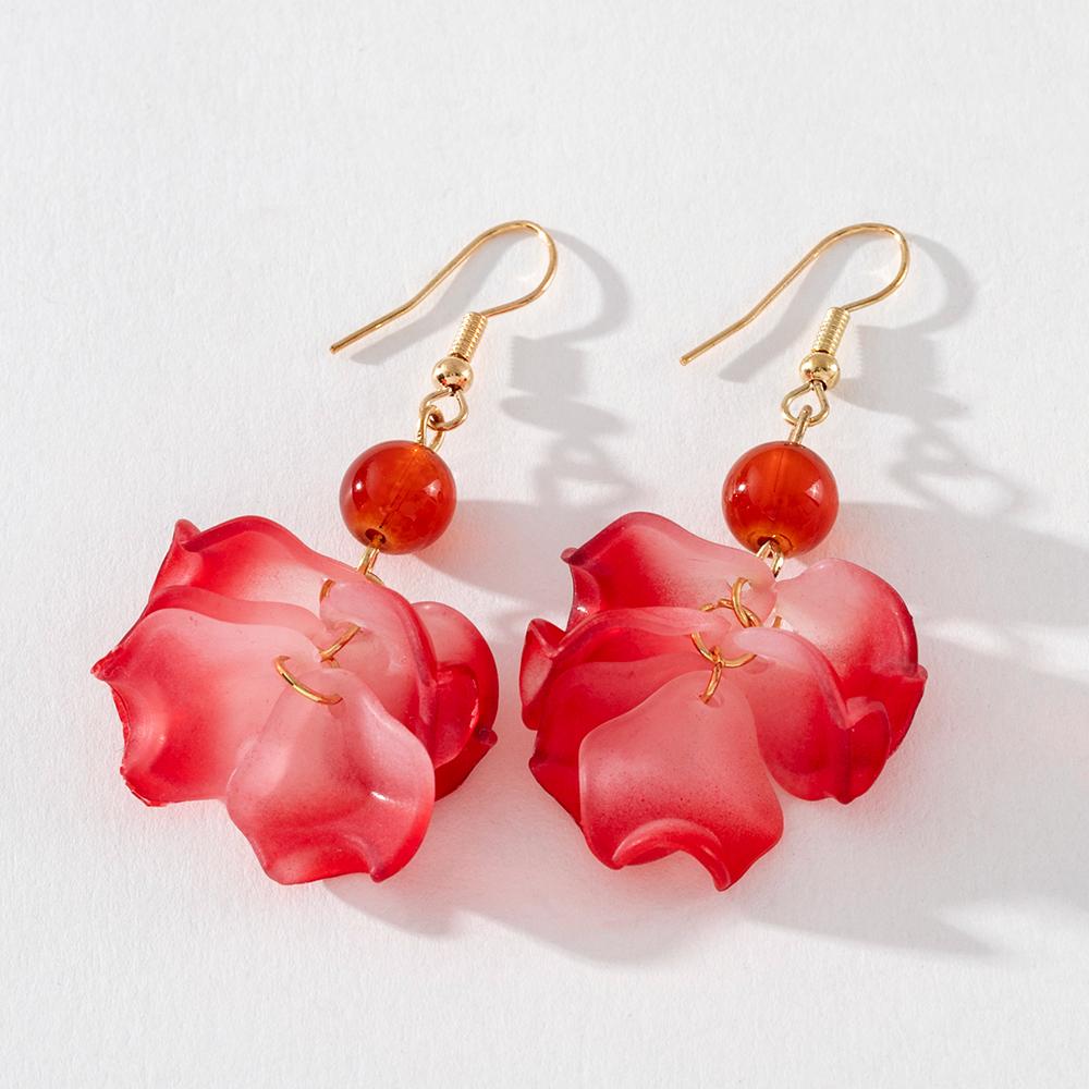 

Pinkdudu Модные Простые Серьги-кисточки с красными цветами Сладкие акриловые серьги-капли из сплава для женщин Ювелирные подарки PD725