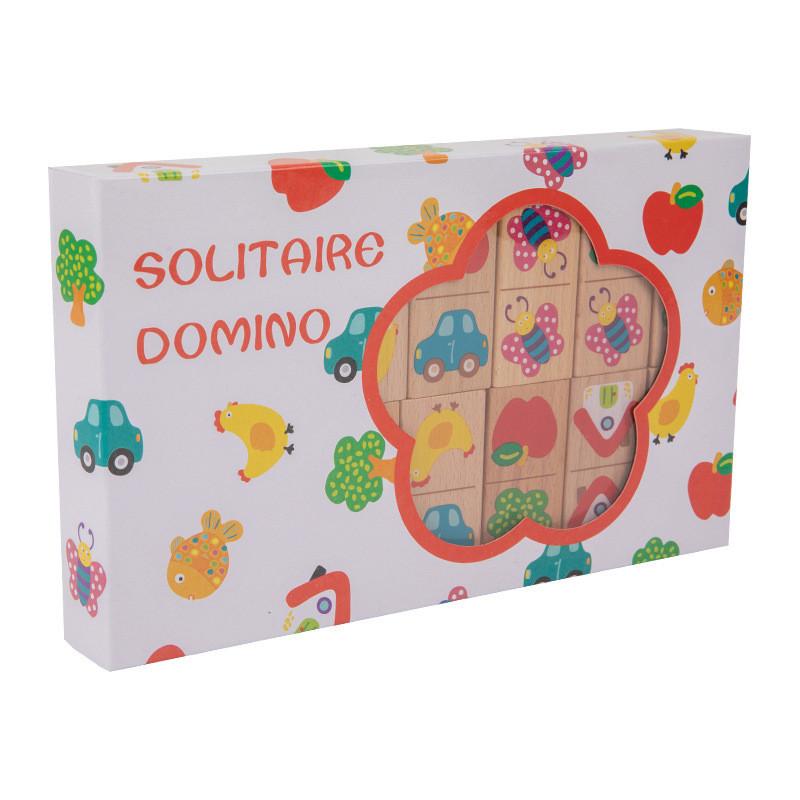 Wooden Dominoes Puzzle Set For Kids With Educational Cognition Game For Preschoolers