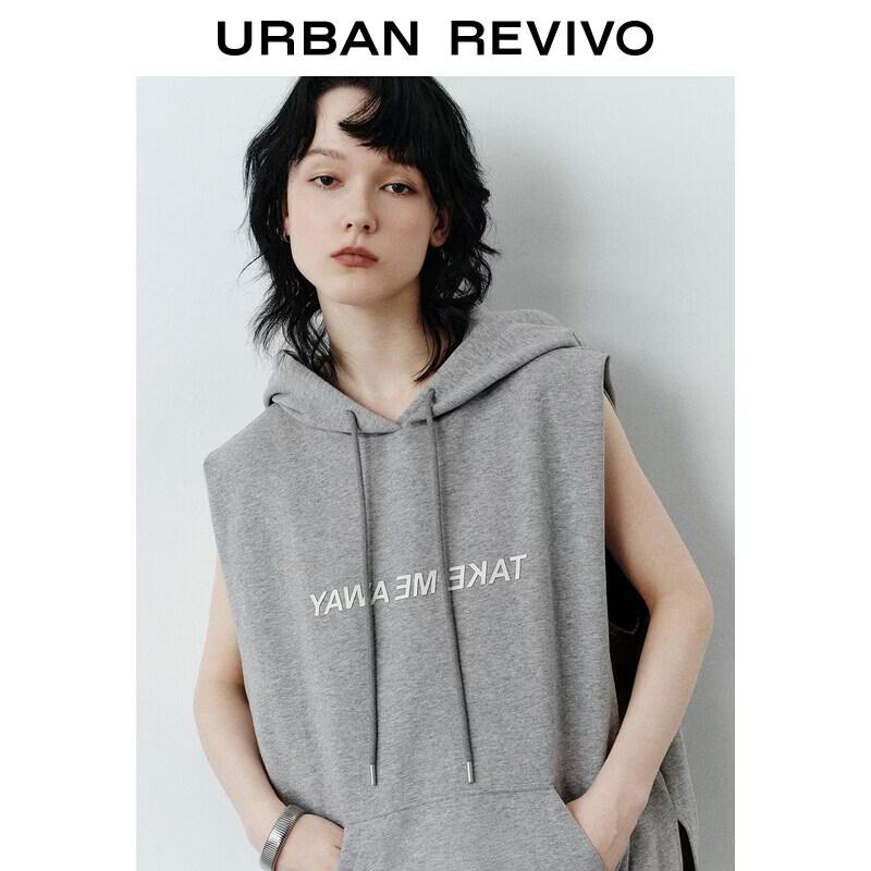UR2026 Autumn Women s Layered Hooded Mini Dress L