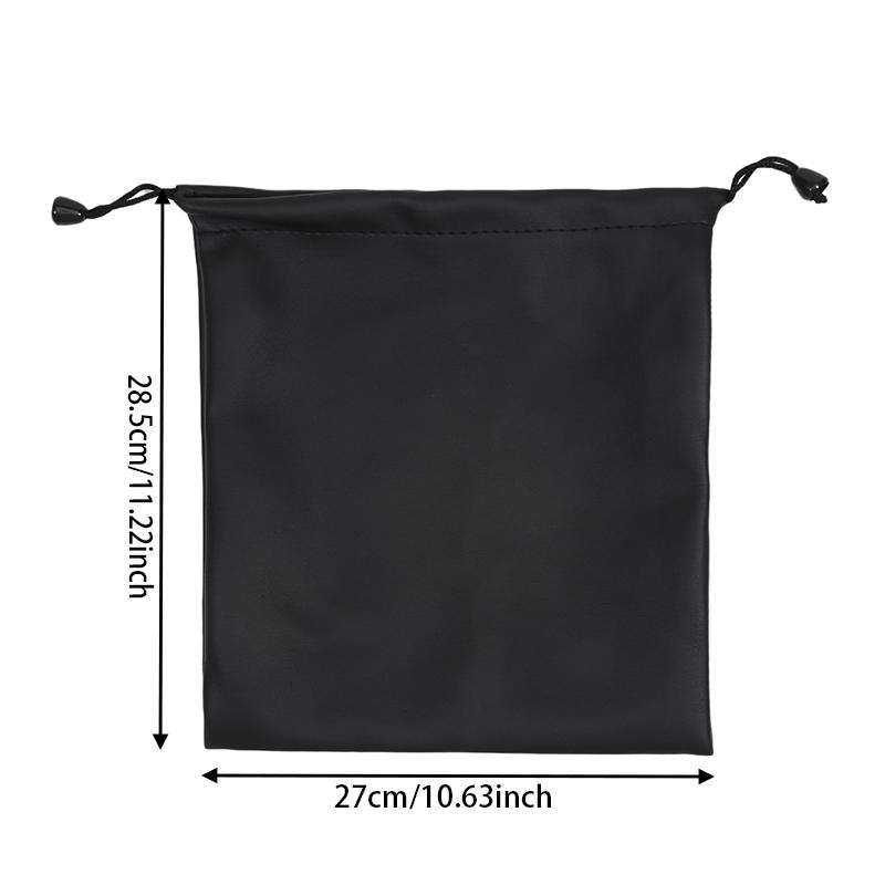 Portable Headphone Bags Durable Dust-proof PU Leather Drawstring Type Black Headset Cable Pouch Large Capacity Travel