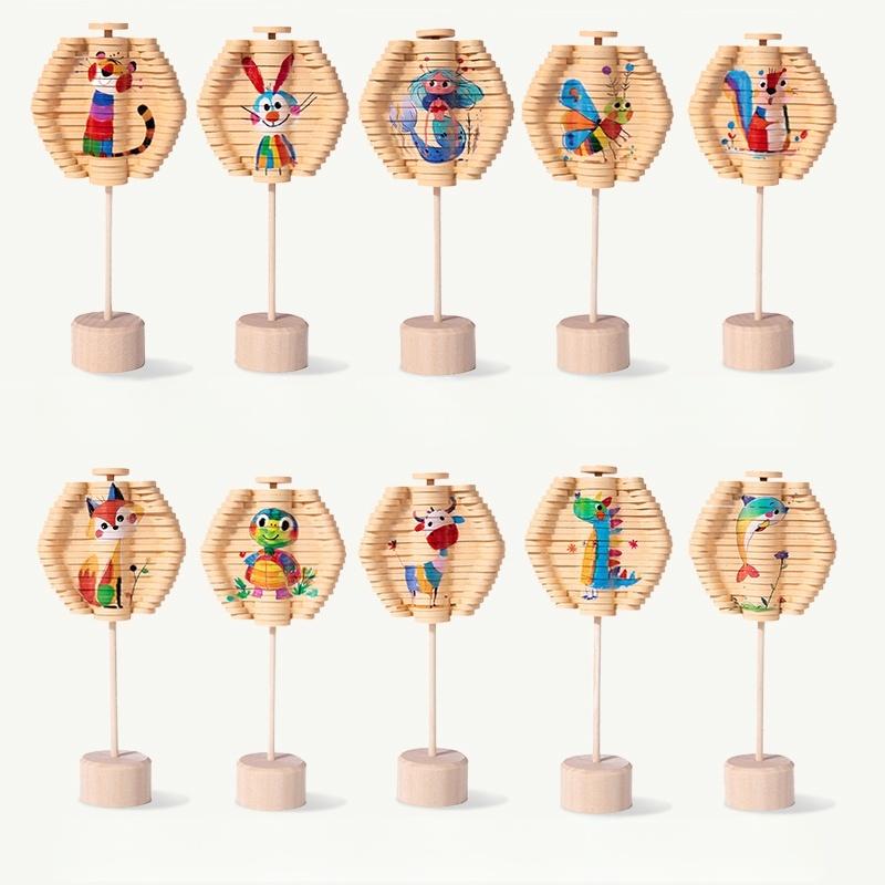 Holz Drehende Lutscher Figuren Drehendes Kreisel Montessori Spielzeug Tragbar Interaktiv Lustig Drehender Lutscher Frühe Bildung