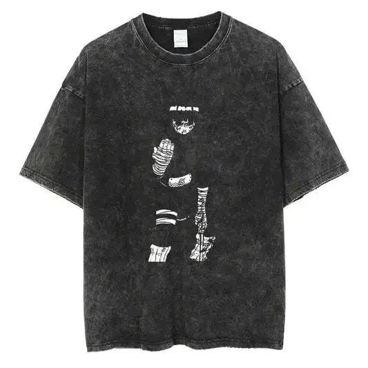 American Tops T-Shirt Ri Short Sleeve T-Shirt Batik Naruto Shirt Wear Man Washed Anime Vintage Style Short