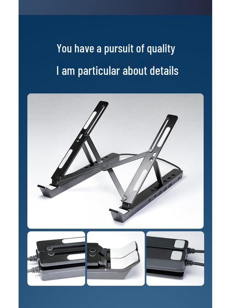 Portable Aluminum Laptop Stand with RGB Lighting and Cooling Support