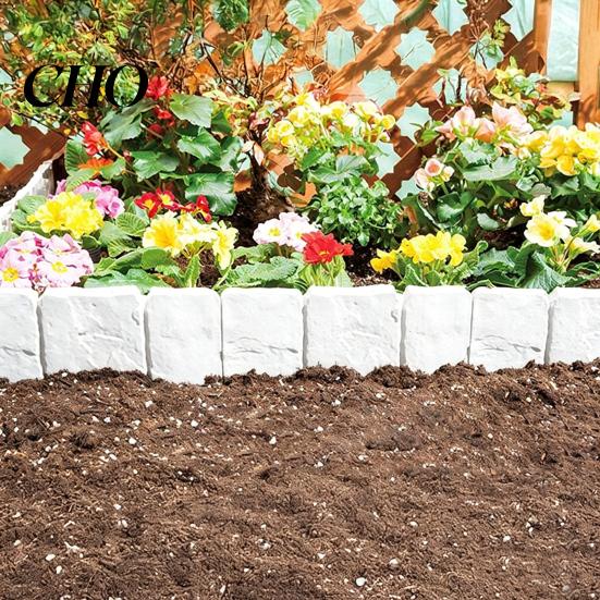 Pannelli Decorativi da Giardino Recinzione Imitazione Pietra Bordura Paesaggistica Pannello Bordura Plastica di Contenimento Paesaggistica con Picchetto per Fioriera Sentiero Prato Esterno