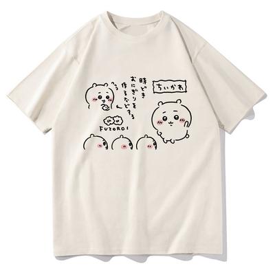 Camiseta Chiikawa fofa unissex/feminina Harajuku estética gráfica Kawaii camiseta quente unissex anime desenho animado engraçado algodão camisetas camisas coreanas